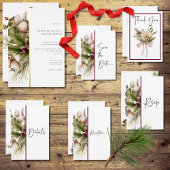 Rustikale Pine Winter Bouquet Wedding RSVP Karte