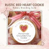 Rustikales rotes Herzplätzchen, mit Liebe gebacken Runder Aufkleber