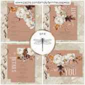 Rustikales Rost & Creme Fall Blumen & Blätter Kein All In One Einladung