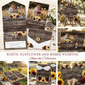 Rustikale Sonnenblumen-Rose Hochzeit Holz Tischnummer