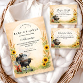 Rustic Sunflower Baby Q Baby Shower Einladung