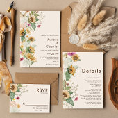 Rustikales Sonnenblumenbeige Modernes Hochzeitspro Programm