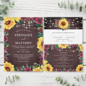 Sonnenblume Burgundy Lights Wood Wedding Save The Date (Personalisiere diese Kollektion eines unabhängigen Creators.)