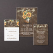 Mason Jar Sunflowers Rustic Wedding Vielen Dank Dankeskarte (Personalisiere diese Kollektion eines unabhängigen Creators.)