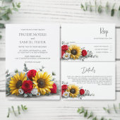 Rustic Sunflower and Red Rose Floral Bridal Shower Einladung (Personalisiere diese Kollektion eines unabhängigen Creators.)