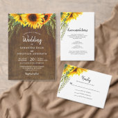 Fall Sonnenblumen & Grüne Foliage Hochzeit All In One Einladung (Personalisiere diese Kollektion eines unabhängigen Creators.)