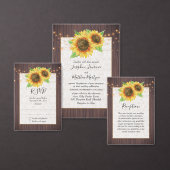 Rustikales Holz Sonnenblumen String Lights Hochzei Einladung (Personalisiere diese Kollektion eines unabhängigen Creators.)
