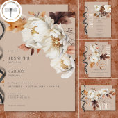 Rustikale Tan Cream & Brown Fall Floral Save The Date