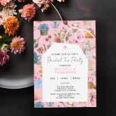 Ländliche rosa Blumen-Garten-Teeparty-Brautabschie Einladung