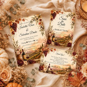 Rustikale Weinlese-Herbst-Hochzeit Eleganz Save The Date