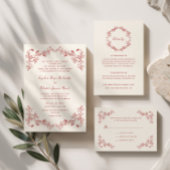 Rustikale Vintage Blumenverkrustung Red Wedding Einladung