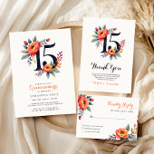 Rustikale Aquarellblume 15. Geburtstag Quinceanera Save The Date