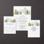 Rustikale Wasserfarbengebirge Pine Winter Wedding Programm (Personalisiere diese Kollektion eines unabhängigen Creators.)