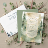 GRAY Blue Winter Pine Tree Forest Monogram Wedding Folieneinladung (Personalisieren Sie die Kollektion dieses unabhängigen Creators. Test)