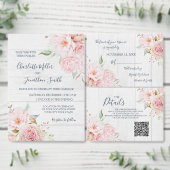 Rustic Pink Floral Spring Wedding Invitations Einladung (Personalisiere diese Kollektion eines unabhängigen Creators.)