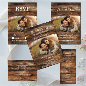 Rustikale Holzpaare Foto Hochzeitsessen Menükarte