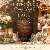 Rustikale Holz-Lichterketten und Spitze Hochzeit Pappteller
