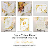 Rustic Yellow Floral Marble Reception Wedding Tischnummer