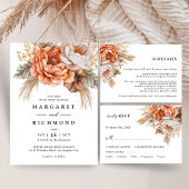 Rusty Terracotta floral Wedding Save the Date Einladung