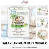 Pink Safari Animals Baby Dusche Einladung