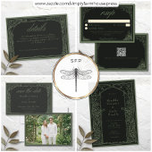 Sage Black Vintage Botanical Trellis Arch Wedding Einladung