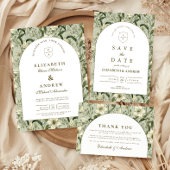 Sage Botanical Arch Elegant Wedding Save The Date