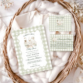 Sage Gingham Silly Goose Baby Shower Einladung