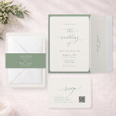 Minimal Sage Green Wedding Details Card  Einladung