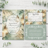 Sage Green and Ivory Rose Lantern Bridal Shower Einladung (Personalisiere diese Kollektion eines unabhängigen Creators.)