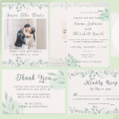Simple Sage Green Botanical Minimalist Wedding Menükarte