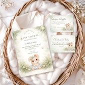 Sage Green Bunny Floral Diapper Raffle Begleitkarte