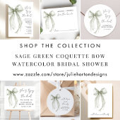 Sage Green Coquette Bow Wasserfarbe Brautparty Einladung
