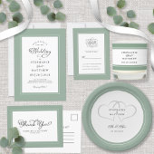 Elegant Wedding Mr. & Mrs Rustic Sage Green Hearts Pappteller