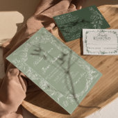 Boho-Blumen-Hochzeitstisch-Nummer in Grün Botanisc Einladung
