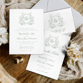 Grünes Wappen Mongram Elegante Hochzeit Save The Date