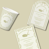 Salbeigrüne und cremefarbene Streifen Golf-Themen- Serviette