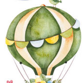 Sage Green Hot Air Ballon Babydusche Danke Geschenkanhänger