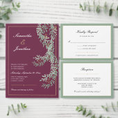 Grüne Leaf-Reben | Emerald Green Wedding Einladung (Personalisiere diese Kollektion eines unabhängigen Creators.)