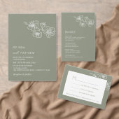 Sage Green White Floral Line Art RSVP (Personalisiere diese Kollektion eines unabhängigen Creators.)