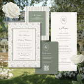 Sage Green Rose Wedding Einladung