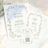 Salbeigrüne Vintage-Blumen-Hochzeit-Rücksendeadres