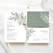 Sage Green Botanical Wedding Details, Ceremony Begleitkarte