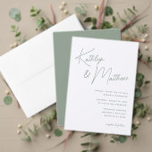 Sage Green Whimsical Script Chic Bridal Brunch Einladung (Personalisieren Sie die Kollektion dieses unabhängigen Creators. Test)