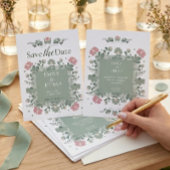 Salbei-Grün-Folk-Wildblumen-Save-the-Date Save The Date