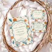 Sage Orange Botanical Baby Shower Serviette