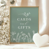 Elegant Boho Wildblume Spring Green Wedding Menükarte