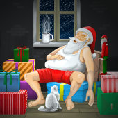 Coffee Time on Christmas Eve Feiertagskarte