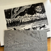 Norwegisch "Frohe Weihnachten" Lino Print Sticker