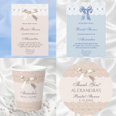 Dusty Blue Regency Pearl Satin Bow Brautparty Pappteller