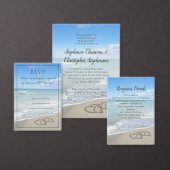 Hört in der Sand Beach Wedding Custom Monogram Einladung (Personalisiere diese Kollektion eines unabhängigen Creators.)